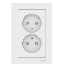 Розетка двойная без заземления со шторками с рамкой Schneider Electric AtlasDesign ATN000122 Белый -