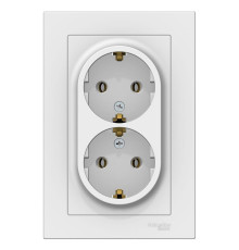 Розетка двойная с заземлением без шторок с рамкой Schneider Electric AtlasDesign ATN000124 Белый - A