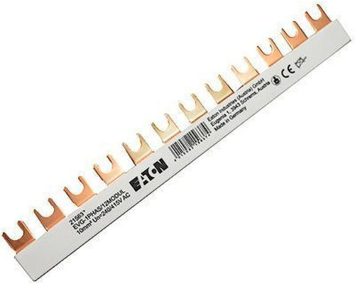 FORK 1П Шинка Eaton на 12 соединений  EVG-1PHAS/12MODUL, 1P, 10мм2, 63А, вилка