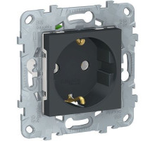 NU505654 UNICA NEW РОЗЕТКА с заземлением,без шторок,с быстрозажимными клеммами, АНТРАЦИТ