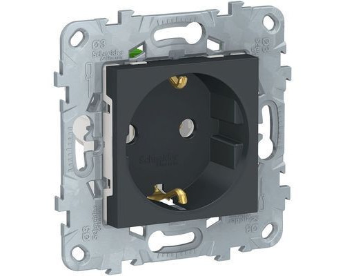 NU505654 UNICA NEW РОЗЕТКА с заземлением,без шторок,с быстрозажимными клеммами, АНТРАЦИТ