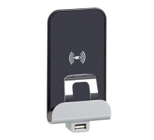 Etika - Беспроводное зарядное устр-во 1A с USB портом 2,4A (алюминий)