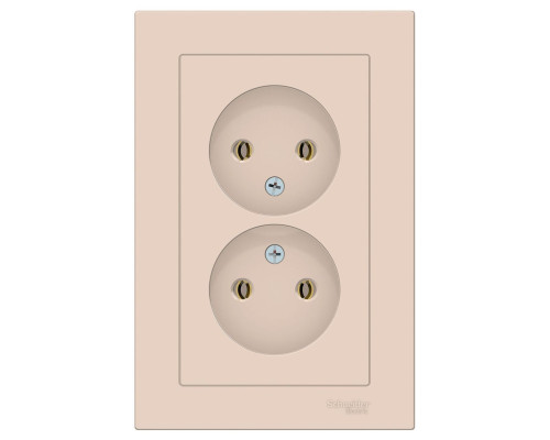 Розетка двойная без заземления с рамкой Schneider Electric AtlasDesign ATN000220 Бежевый - ATN000220