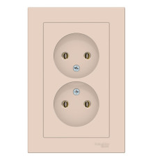 Розетка двойная без заземления с рамкой Schneider Electric AtlasDesign ATN000220 Бежевый - ATN000220