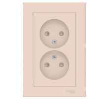 Розетка двойная без заземления со шторками с рамкой Schneider Electric AtlasDesign ATN000222 Бежевый