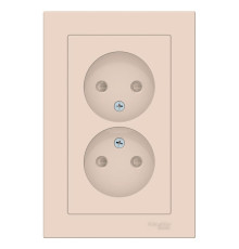 Розетка двойная без заземления со шторками с рамкой Schneider Electric AtlasDesign ATN000222 Бежевый