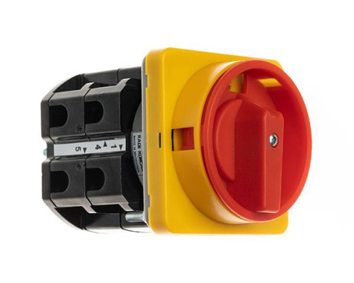 Переключатель BS 63 10 LK, аварийный, 3P, 63A, тип 0-1, 22kW(400VAC по АС-23), на дверь, красная блокируемая в 0 рукоятка, фронт IP40 | арт.EAC602646