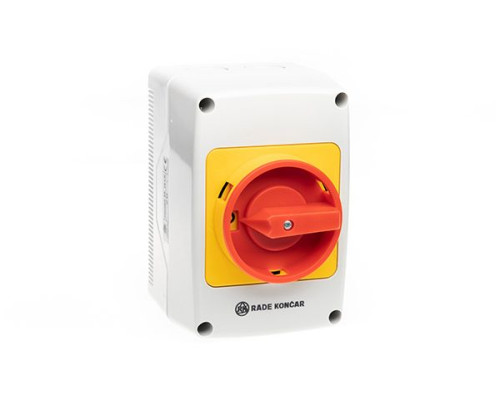 Переключатель PNGBS 32 10 LK, аварийный, 3P, 32A, тип 0-1, 15kW(400VAC по АС-23), красная блокируемая в 0 рукоятка, в корпусе IP65 | арт.EAC602536