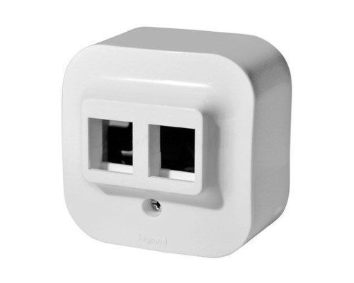 Адаптер для 1 или 2 розеток RJ45 Keystone (белый) Quteo