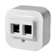 Адаптер для 1 или 2 розеток RJ45 Keystone (белый) Quteo