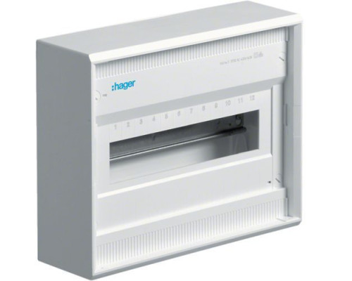 Щит наружный 12 мест, без дверцы (245х305х96,5), Class II, IP 30// Hager - Volta (Цвет - Белый)
