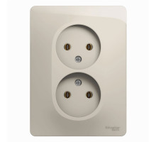 Розетка 2-местная, без заземления без шторок с рамкой Schneider Electric Glossa GSL000920 Молочный -