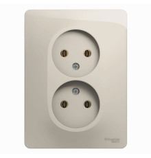 Розетка 2-местная, без заземления без шторок с рамкой Schneider Electric Glossa GSL000920 Молочный -