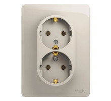 Розетка 2-местная, с заземлением без шторок с рамкой Schneider Electric Glossa GSL000924 Молочный -