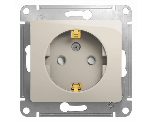 Розетка с заземлением со шторками Schneider Electric Glossa GSL000945 Молочный - GSL000945