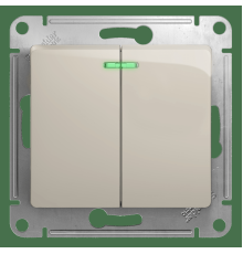 Выключатель 2-клавишный, с подсветкой Schneider Electric Glossa GSL000953 Молочный - GSL000953