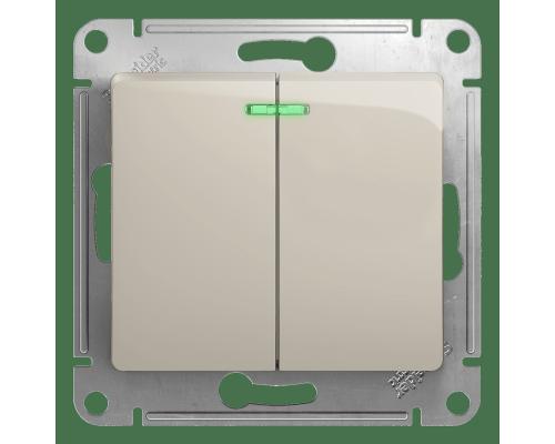 Выключатель 2-клавишный, с подсветкой Schneider Electric Glossa GSL000953 Молочный - GSL000953