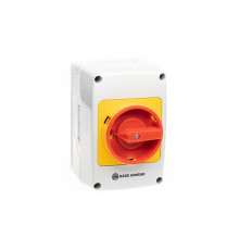 Переключатель PNGBS 25 92 LK, аварийный, 4P, 25A, тип 0-1, 11kW(400VAC по АС-23), красная блокируемая в 0 рукоятка, в корпусе IP65 | арт.EAC603026