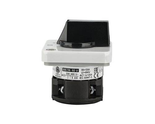 Переключатель BS 16 02 U, 2P, 20A, тип 0←1, 2NO на 1, на дверь, фронт IP40 | арт.EAC610582