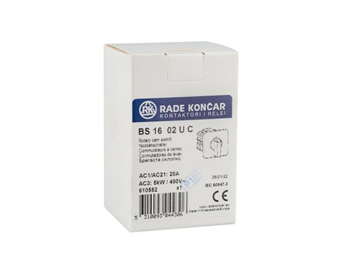 Переключатель BS 16 02 U, 2P, 20A, тип 0←1, 2NO на 1, на дверь, фронт IP40 | арт.EAC610582