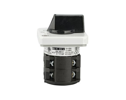 Переключатель BS 16 202 U, 2P, 20A, тип 1→0←2, 2NO на 1_2, на дверь, фронт IP40 | арт.EAC609574R