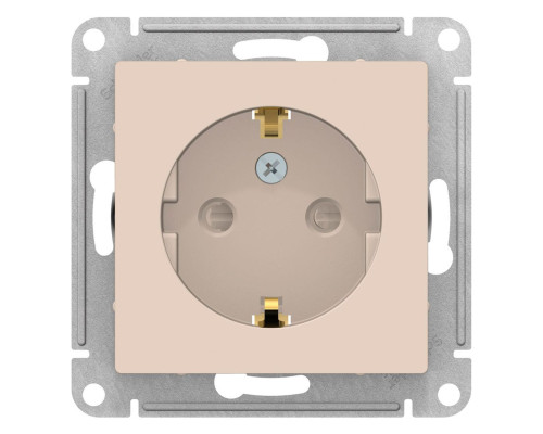 Розетка с заземлением со шторками Schneider Electric AtlasDesign ATN000245 Бежевый - ATN000245