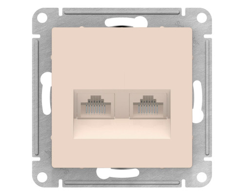 Розетка двойная компьютерная RJ45+RJ45 Schneider Electric AtlasDesign ATN000285 Бежевый - ATN000285