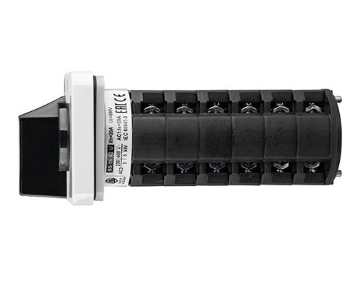Переключатель BS 16 42 U, 12P, 20A, тип 0-1 (60°), 12NO на 1, 7.5kW(400VAC по АС-23), на дверь, фронт IP40 | арт.EAC610632