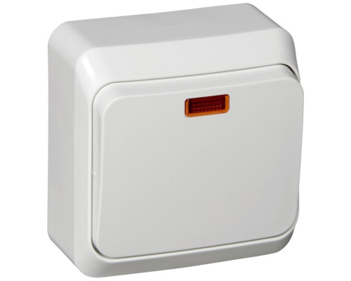 Переключатель 1-клавишный с подсветкой Schneider Electric Этюд BA10-007B Белый - BA10-007B