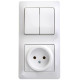 Розетка + 2-клавишный выключатель Schneider Electric Glossa GSL000172 Белый - GSL000172