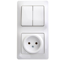 Розетка + 2-клавишный выключатель Schneider Electric Glossa GSL000172 Белый - GSL000172