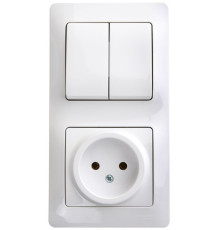 Розетка + 2-клавишный выключатель Schneider Electric Glossa GSL000172 Белый - GSL000172