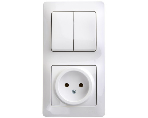 Розетка + 2-клавишный выключатель Schneider Electric Glossa GSL000172 Белый - GSL000172
