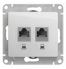 Розетка двойнаякомпьютерная RJ45+RJ45 кат.5E Schneider Electric Glossa GSL000385KK Алюминий - GSL000
