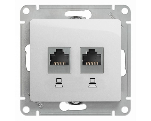 Розетка двойнаякомпьютерная RJ45+RJ45 кат.5E Schneider Electric Glossa GSL000385KK Алюминий - GSL000