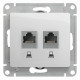 Розетка двойнаякомпьютерная RJ45+RJ45 кат.5E Schneider Electric Glossa GSL000385KK Алюминий - GSL000