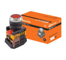 Кнопка ABLFS-22 красный d22мм неон/230В 1з+1р TDM
