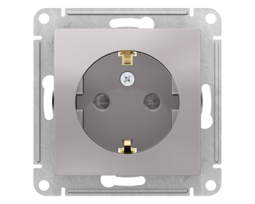 Розетка с заземлением со шторками Schneider Electric AtlasDesign ATN000345 Алюминий - ATN000345