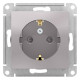 Розетка с заземлением со шторками Schneider Electric AtlasDesign ATN000345 Алюминий - ATN000345