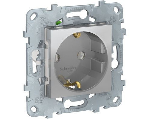NU505630 UNICA NEW РОЗЕТКА с заземлением,без шторок,с быстрозажимными клеммами, АЛЮМИНИЙ