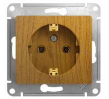 GSL000543 GLOSSA РОЗЕТКА с заземлением, 16А, механизм, ДЕРЕВО ДУБ