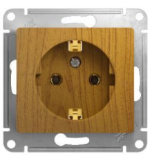 GSL000543 GLOSSA РОЗЕТКА с заземлением, 16А, механизм, ДЕРЕВО ДУБ