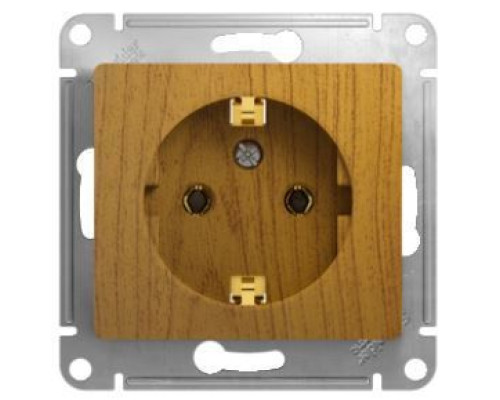GSL000543 GLOSSA РОЗЕТКА с заземлением, 16А, механизм, ДЕРЕВО ДУБ