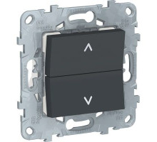 NU520754 UNICA NEW ВЫКЛЮЧАТЕЛЬ 2-клавишный, для жалюзи, без фиксации, 2 х сх 4, АНТРАЦИТ