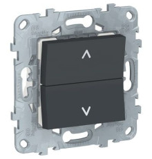 NU520754 UNICA NEW ВЫКЛЮЧАТЕЛЬ 2-клавишный, для жалюзи, без фиксации, 2 х сх 4, АНТРАЦИТ