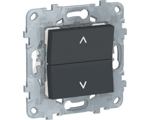 NU520754 UNICA NEW ВЫКЛЮЧАТЕЛЬ 2-клавишный, для жалюзи, без фиксации, 2 х сх 4, АНТРАЦИТ