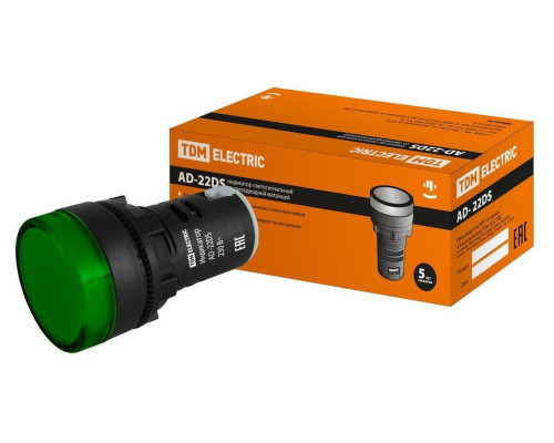 Лампа AD-22DS(LED)матрица d22мм зеленый 230В TDM