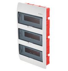Щит встраиваемый ELEGANT 3x12M, N/PE 4x 2x16+7x10mm2, 3x дымчатых пласт. двери, белый RAL9003, 550x3