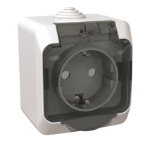 Розетка с заземлением, со шторками, с крышкой, открытая установка Schneider Electric Этюд PA16-044B