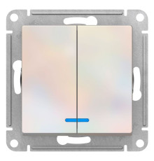 Выключатель 2-клавишный с подсветкой Schneider Electric AtlasDesign ATN000453 Жемчуг - ATN000453